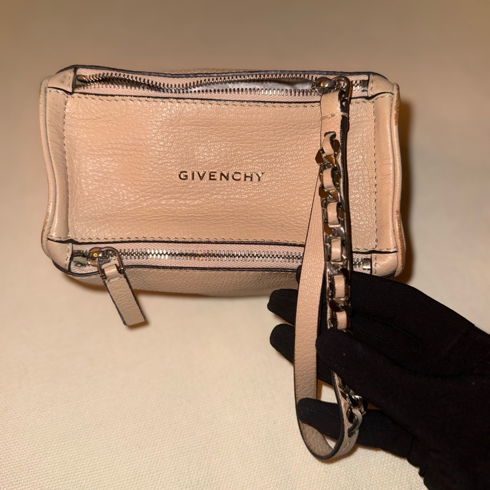 Givenchy Pandora Blush Leather Wristlet with Chain